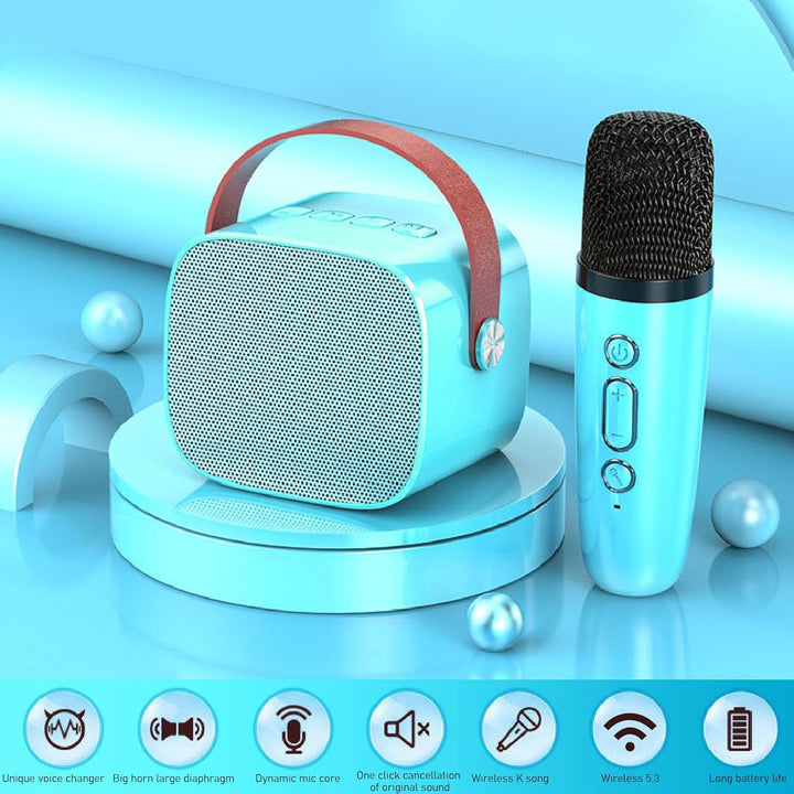 Bluetooth-Karaoke-Maschine für Erwachsene und Kinder, Tragbarer Stereo-Sound-Retro-Lautsprecher mit