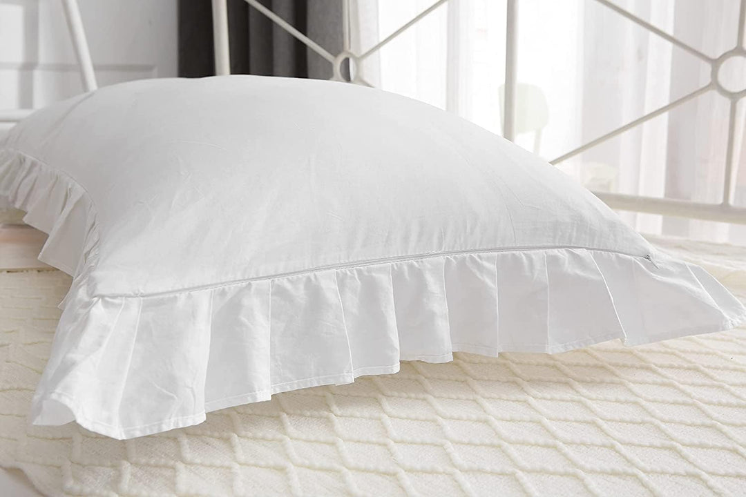 Weisse Seitenschläferkissen Bezug mit Rüschen Doppelpack Set 40x145 Baumwolle Jersey Stillkissen Kis