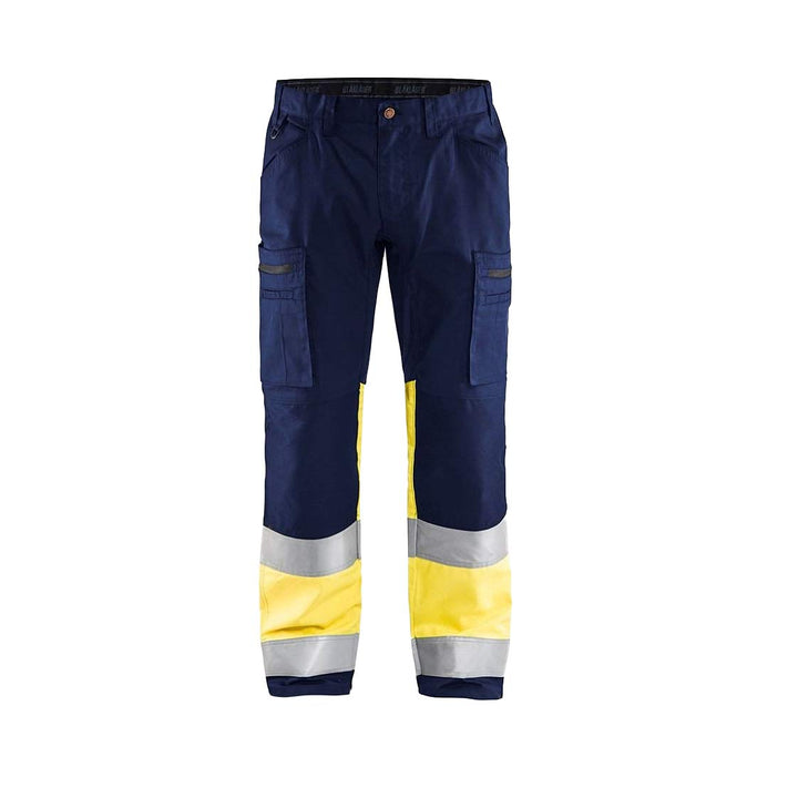 Blaklader 15511811 Hochsichtige Hose mit Stretch, Marineblau/Gelb, grootte D88, D88