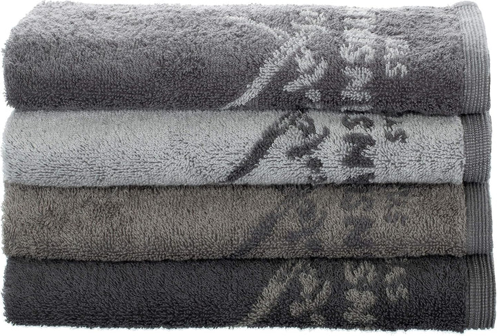 Sansibar Handtuch 2er Set 50x100 cm 100% Baumwolle Doubleface Frottiertuch Zweifarbig Anthrazit/Taup