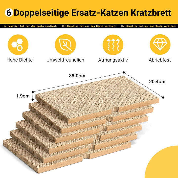 Ycozy Kratzbrett Katze mit 2 Box und 6 Kratzbrettern, Gross Doppelseitige Kratzpappe für Katzen Hoch