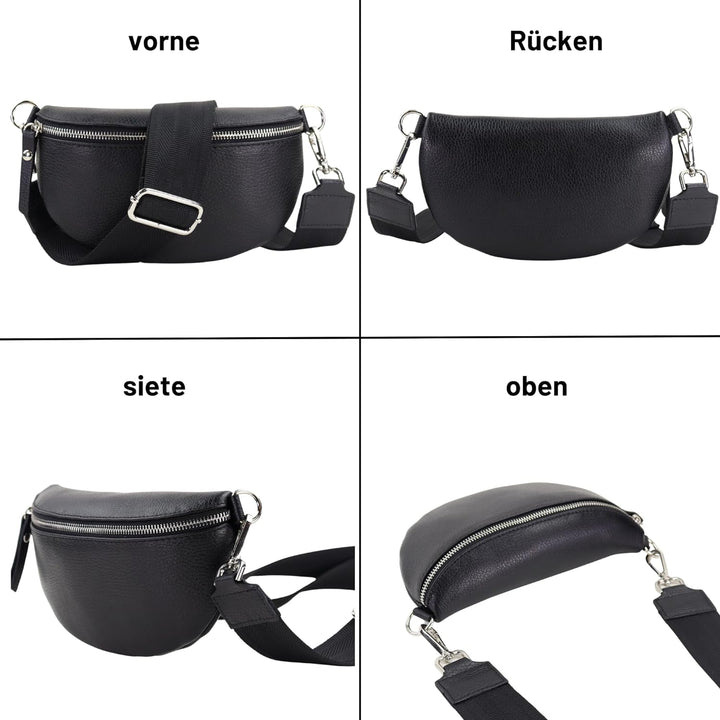 Blade Bauchtasche Damen Echtleder, stylische Gürteltasche Damen mit 2 gemusterten und Leder abnehmba