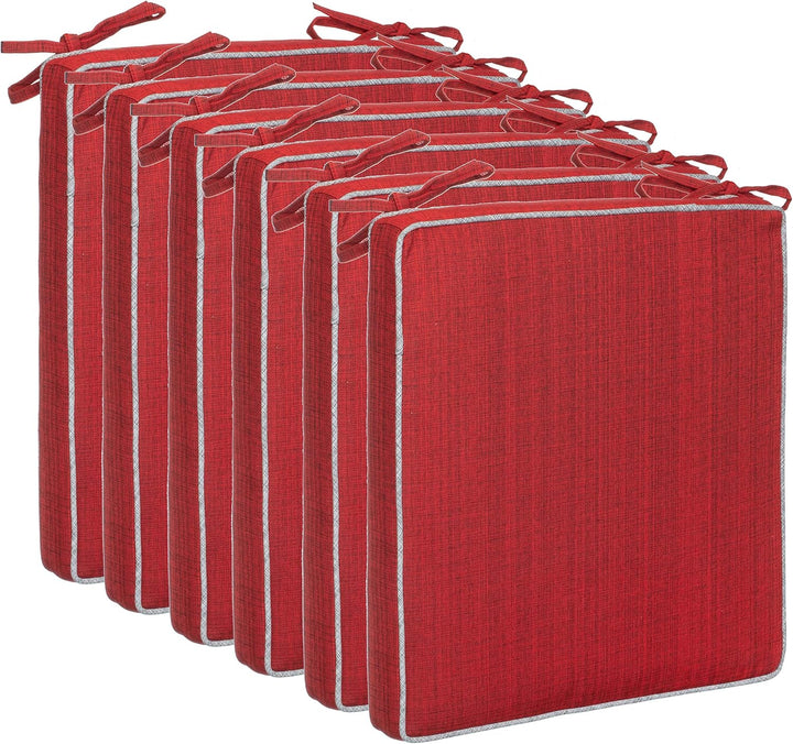 Brandsseller 6er Set Sitzkissen 40x40x4 cm – Wasser- & schmutzabweisende Stuhlkissen mit Bindebänder