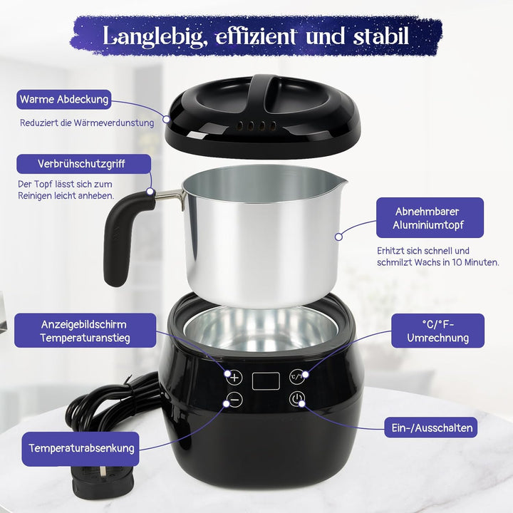 Zilchx Kerzen Selber Machen Set, mit 1L Elektrischer Wachsschmelzer, Kerzenherstellung Zubehör - 480