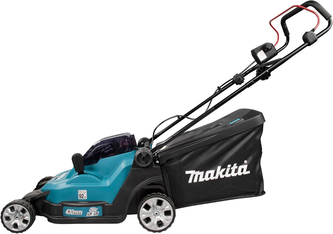 Makita DLM432PT2 Akku-Rasenmäher 2x18 V / 5,0 Ah, 2 Akkus + Doppelladegerät mit Akku und Ladegerät S