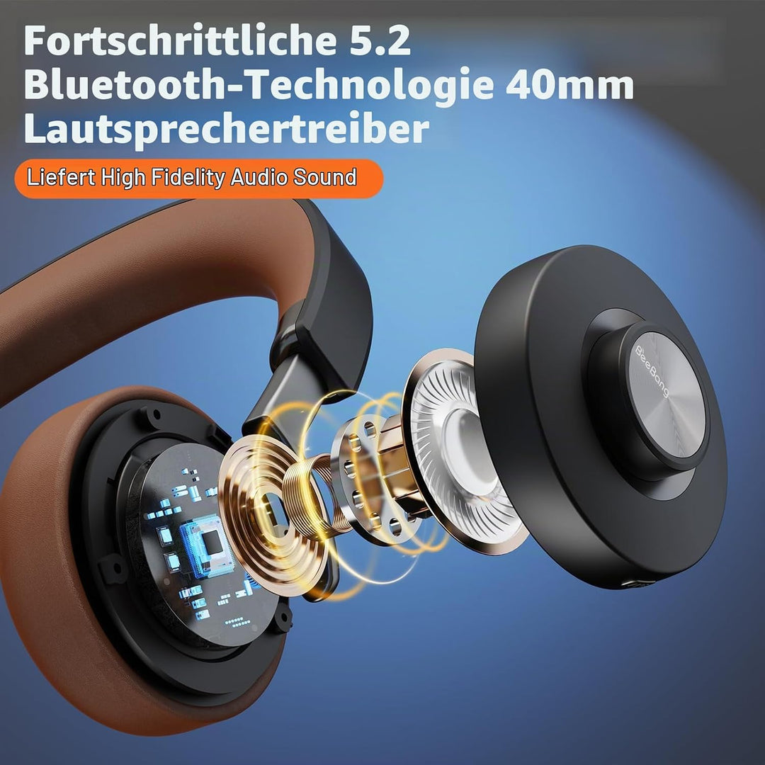 Headset mit Mikrophone Kabelloses, Bluetooth Headset für PC Laptop, 32h Gesprächszeit, USB A Dongle