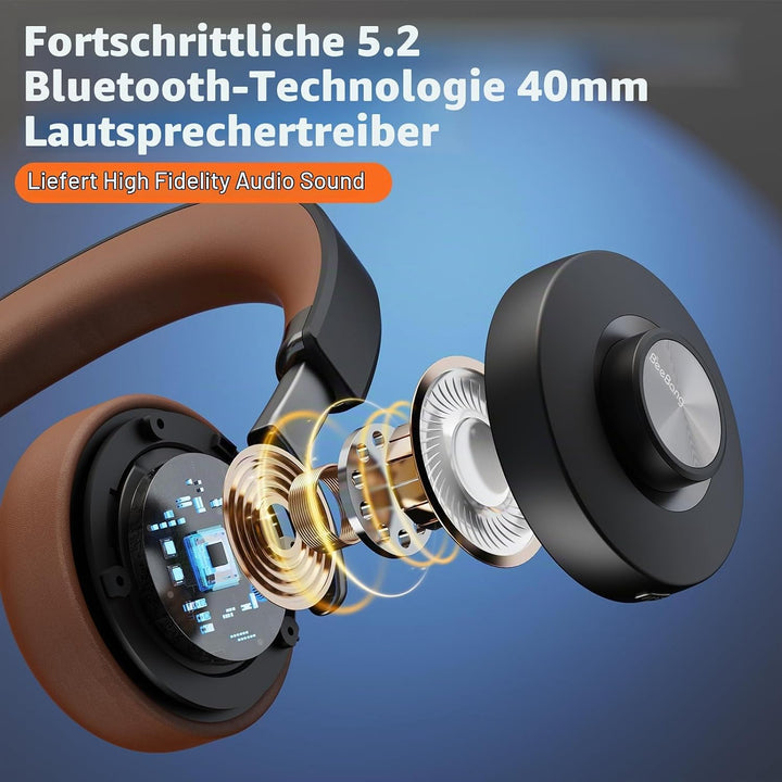 Headset mit Mikrophone Kabelloses, Bluetooth Headset für PC Laptop, 32h Gesprächszeit, USB A Dongle