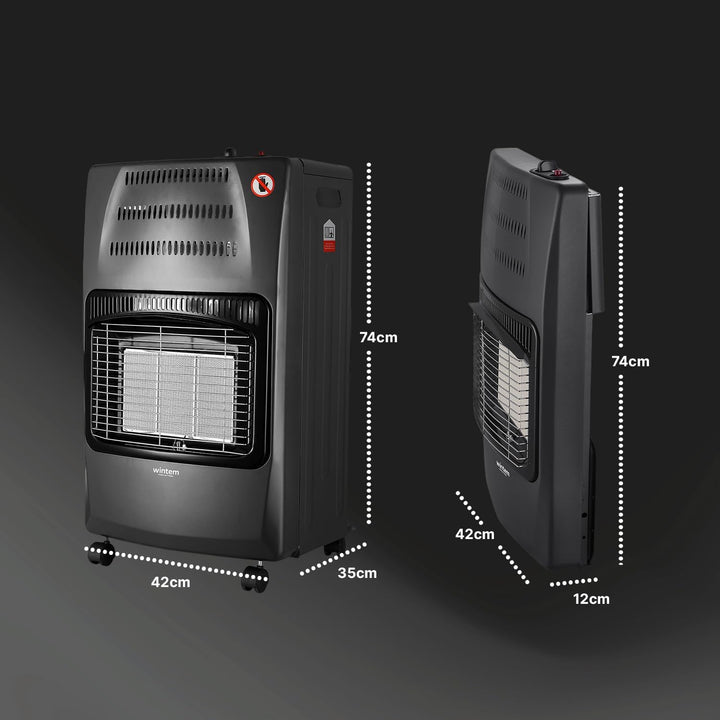 Wintem Gasherd, Schwarz, LPG, 4,2 kW, mit 3 Heizstufen und sicherer Piezo-Zündung, leicht zu bewegen