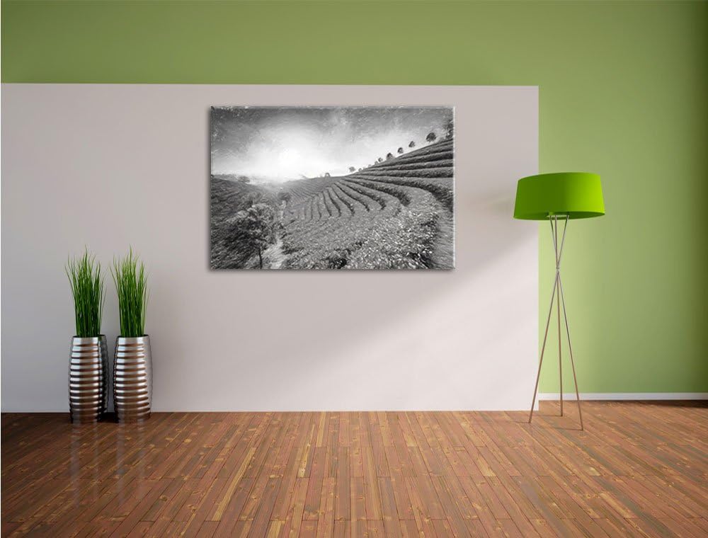 Pixxprint Japanische Treppenfelder Kunst als Leinwandbild/Grösse: 100x70 / Wandbild/Kunstdruck/ferti