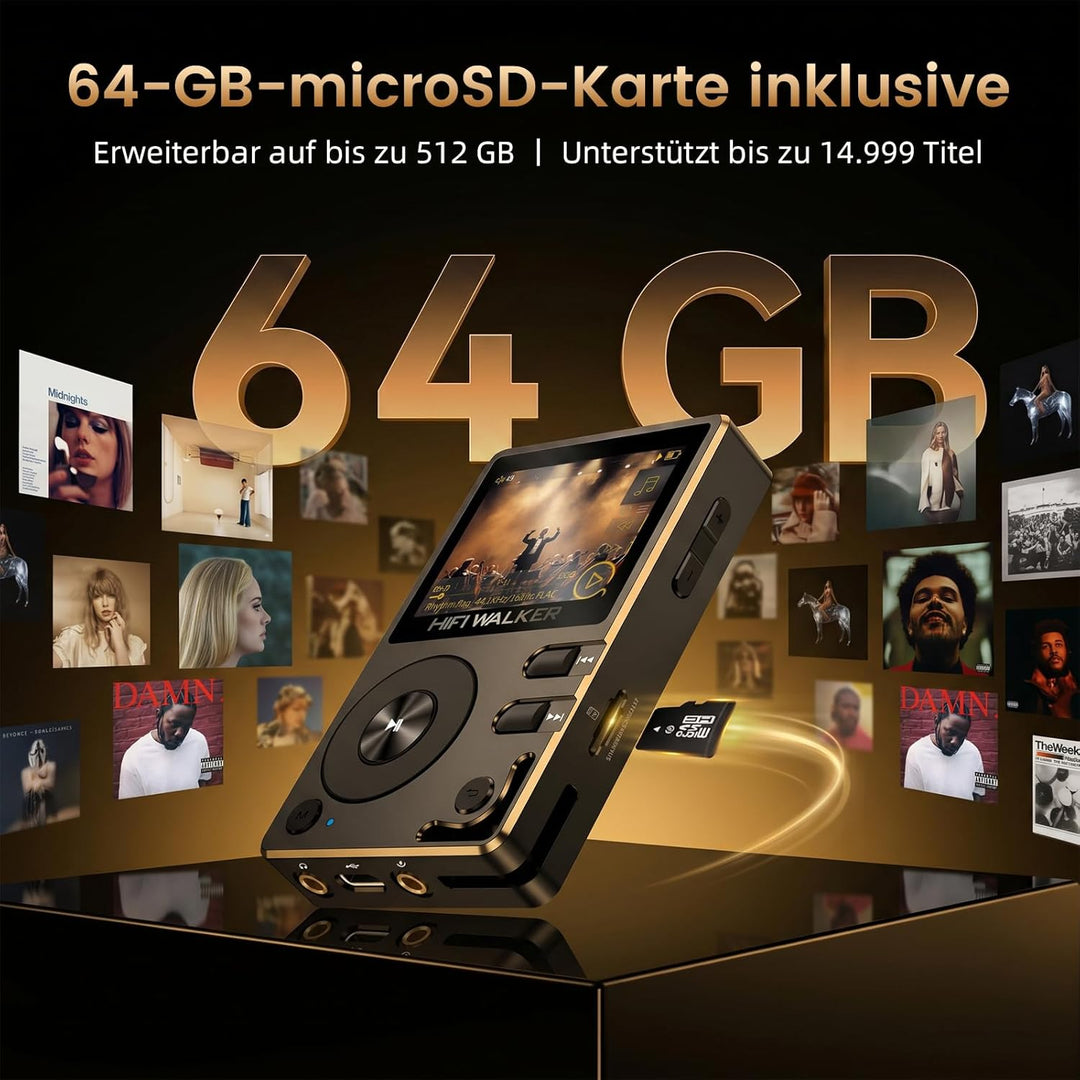 HiFi Walker H2 HiFi MP3 Player mit Bluetooth Verlustfreier DSD DAC Flac High Resolution Music Player