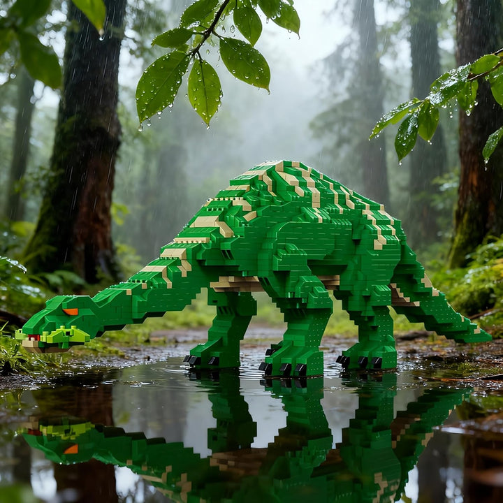 Dinosaurier-Bauset zum Stressabbau: Grüne Tanystropheus-Mikro-Miniblöcke – 45 cm realistischer Trias