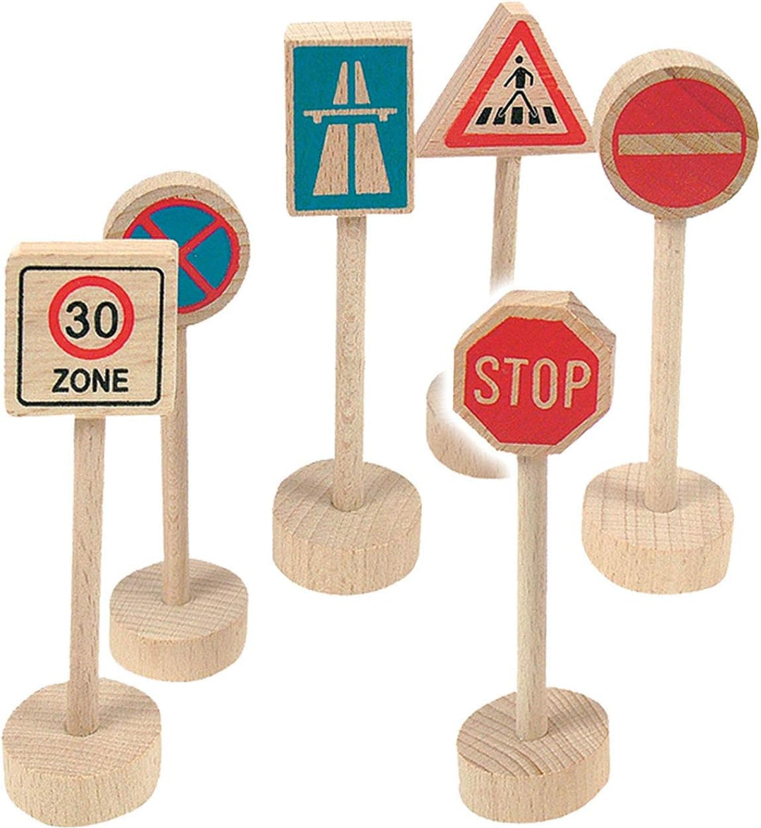 Set: Magnet - Kran + 6 Verkehrszeichen - inkl. Name - für Holz Eisenbahn - Kranset - passend für all