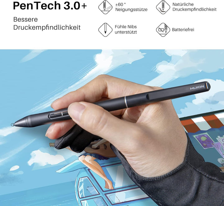 HUION PW550S Digitalstift Pentech 3.0+ Slim Pen Neue Stifttechnologie Batterieloser Digitaler Stylus