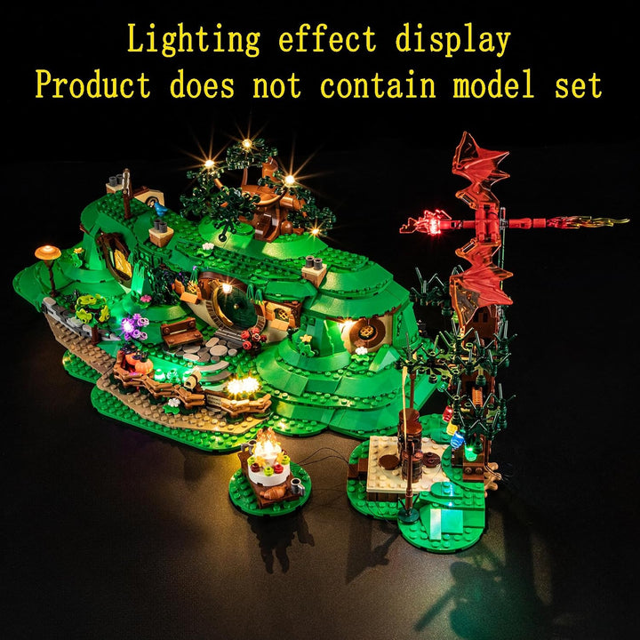 GEAMENT LED Licht-Set Kompatibel mit Lego Der Herr der Ringe: Das Auenland (The Shire) Icons 10354 B