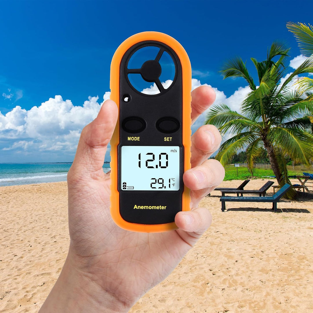 Handheld Anemometer, Digitaler Windgeschwindigkeitsmesser, Mini LCD Display Anemometer mit Schutzhül