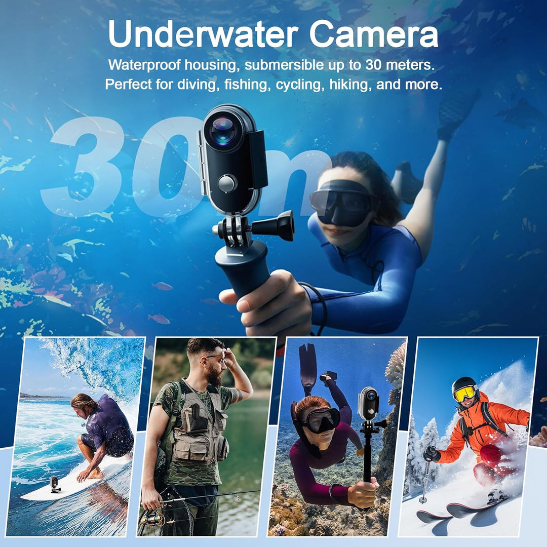 Action Cam, wasserdichte Kamera, 64GB Mini Bodycam, Fahrrad Dashcam, WiFi Action Camera, Körperkamer