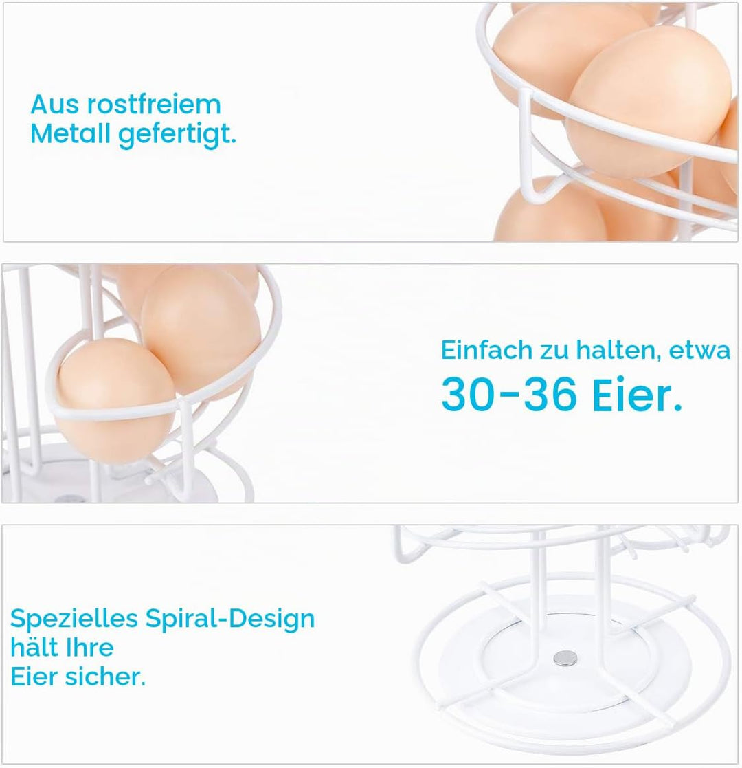 Toplife Eierspender, Eierspirale Edelstahl spiralförmiges Design, Eierständer Aufbewahrung für ca. 3