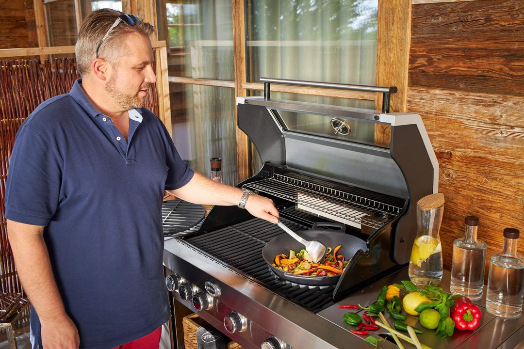 RÖSLE VARIO Wok, Hochwertiger Wok aus emailliertem Gusseisen zum scharfen Anbraten, asiatische Küche