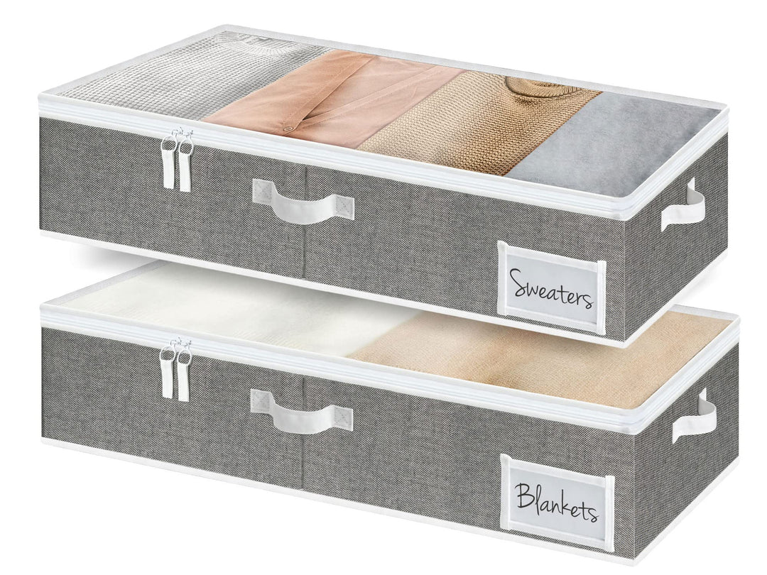 StorageWorks grosse Unterbett Aufbewahrungsbox mit Deckel, Kleiderschrank Organizer mit Griffen, fal