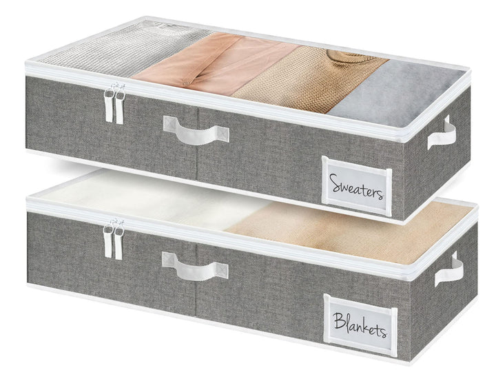 StorageWorks grosse Unterbett Aufbewahrungsbox mit Deckel, Kleiderschrank Organizer mit Griffen, fal