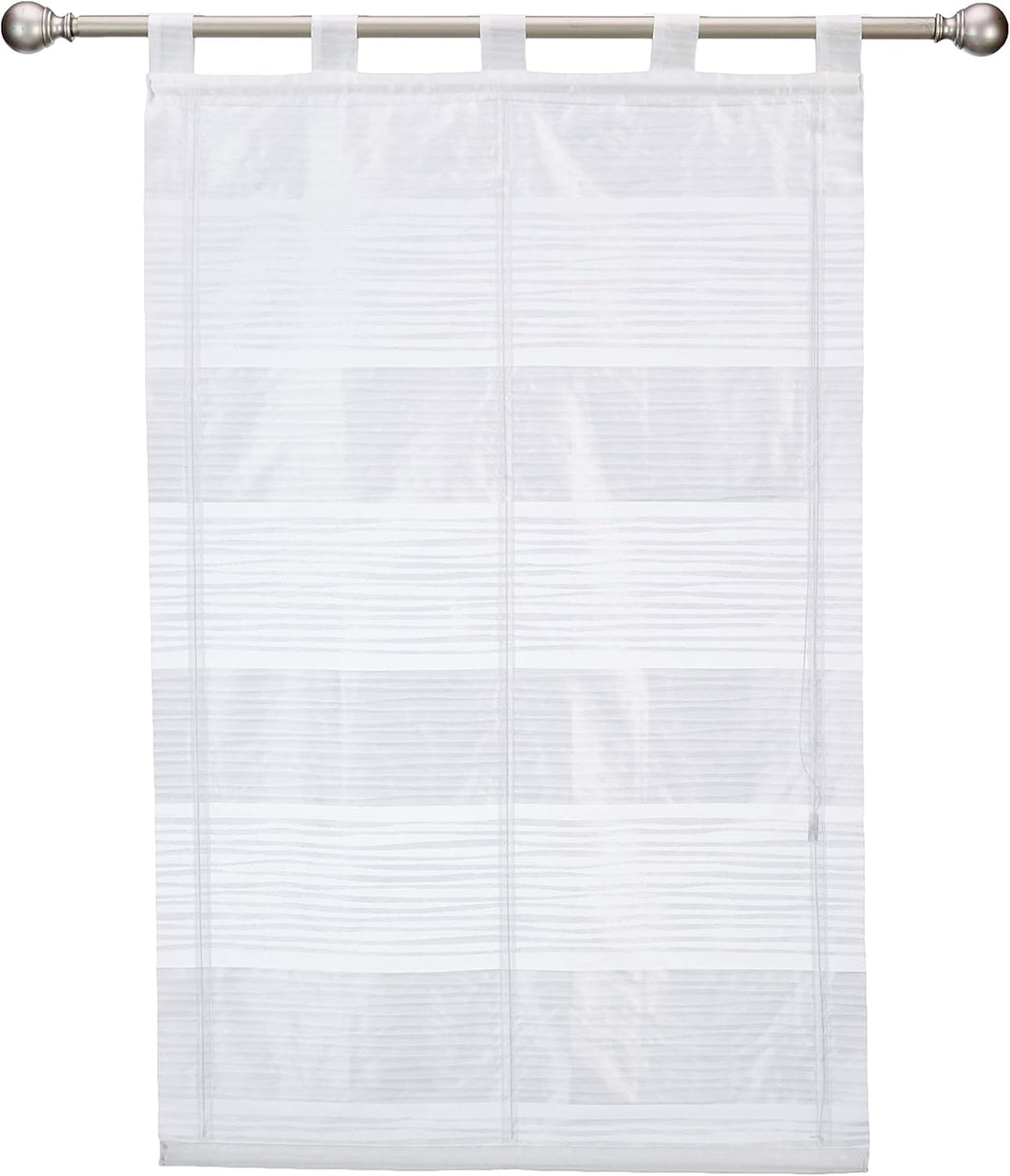 Home Fashion SCHLAUFENRAFFROLLO QUERSTREIFEN SCHERLI GABI, Weiss, 130 X 80 cm, 2