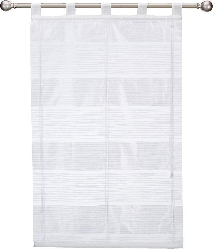 Home Fashion SCHLAUFENRAFFROLLO QUERSTREIFEN SCHERLI GABI, Weiss, 130 X 80 cm, 2
