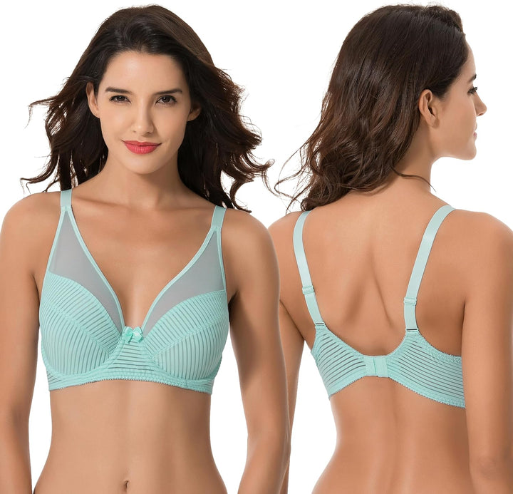 Curve Muse Damen Übergrösse Minimierer Ungefüttert Bügel Vollständige Abdeckung BH 75F Mint,purple,t