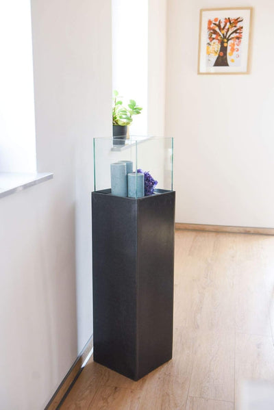 Windlicht-Säule Kerzenständer Deko-Laterne Candela Beton-Optik Anthrazit 100 cm hoch 25x25x100 cm An