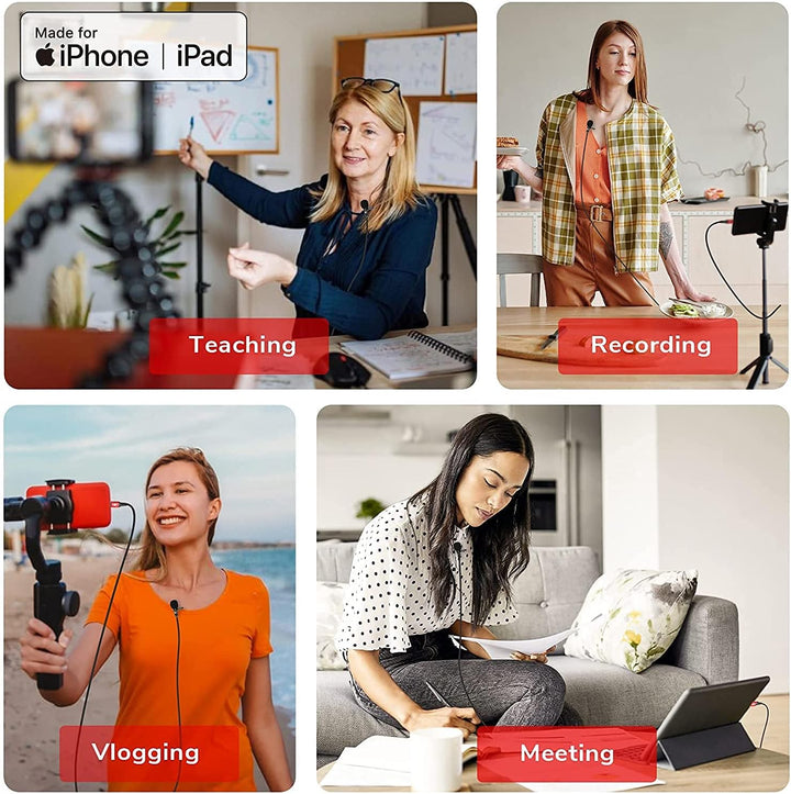 Pixel Lavalier Mikrofon Kompatibel mit iPhone/IPad (Apple MFi-Zertifiziert) für Videoaufnahmen Lives
