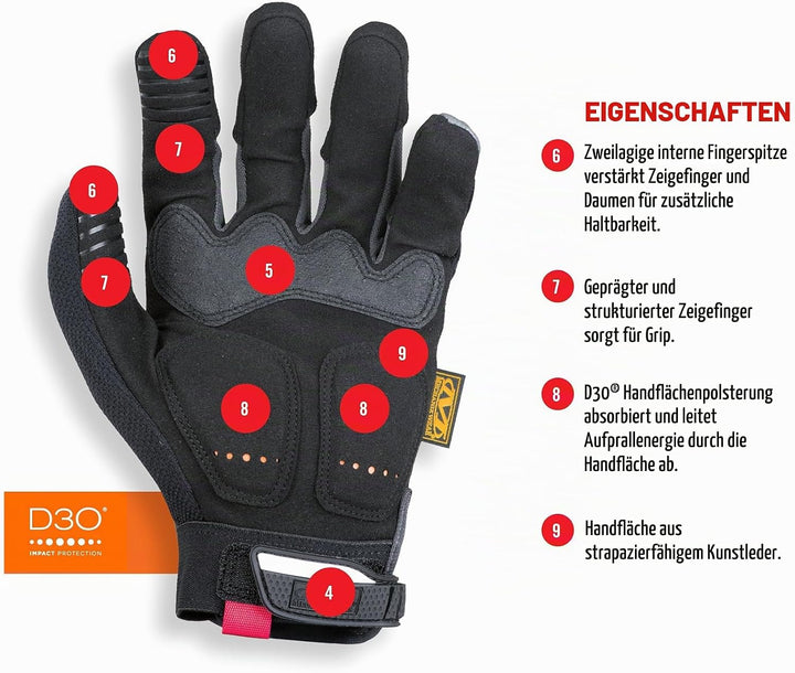 Mechanix Wear Mechanix Herren M-pact® Handschuhe (Small, Schwarz) HANDSCHUH M PACT SCHWARZ GRAU GR S