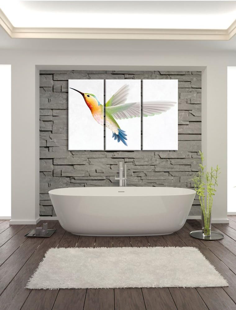 Pixxprint Anmutiger Kolibri als Leinwandbild/Grösse: 3 Teilig (120x80) cm/Wandbild/Kunstdruck/fertig