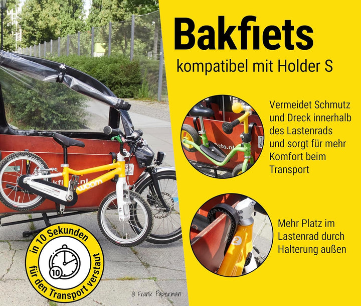 Bike Holder S 2.0 – 2x Halterung für Kinderfahrrad & Laufrad am Lastenrad | kompatibel mit Babboe, B