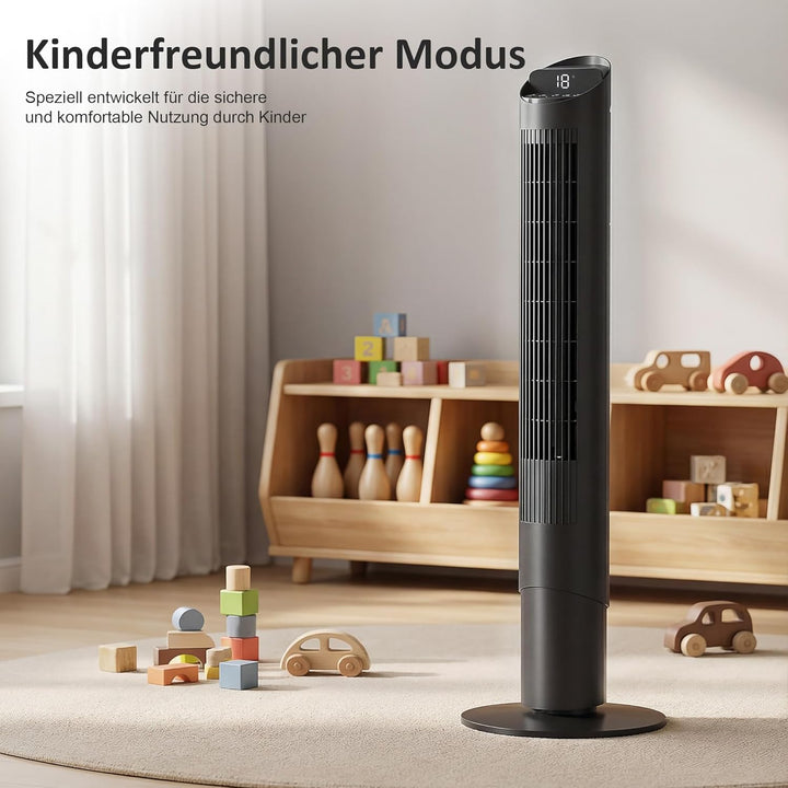 HOMCOM Turmventilator mit Fernbedienung, WiFi-App 65° Oszillierender 116 cm Ventilator mit 6 Geschwi