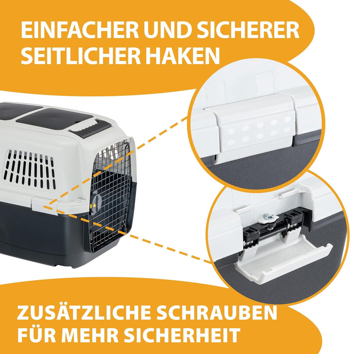 Ferplast Hundetransportbox CLIPPER PLUS, IATA-geeignet, Mittlere Hundetransportbox bis 20 kg, Sicher