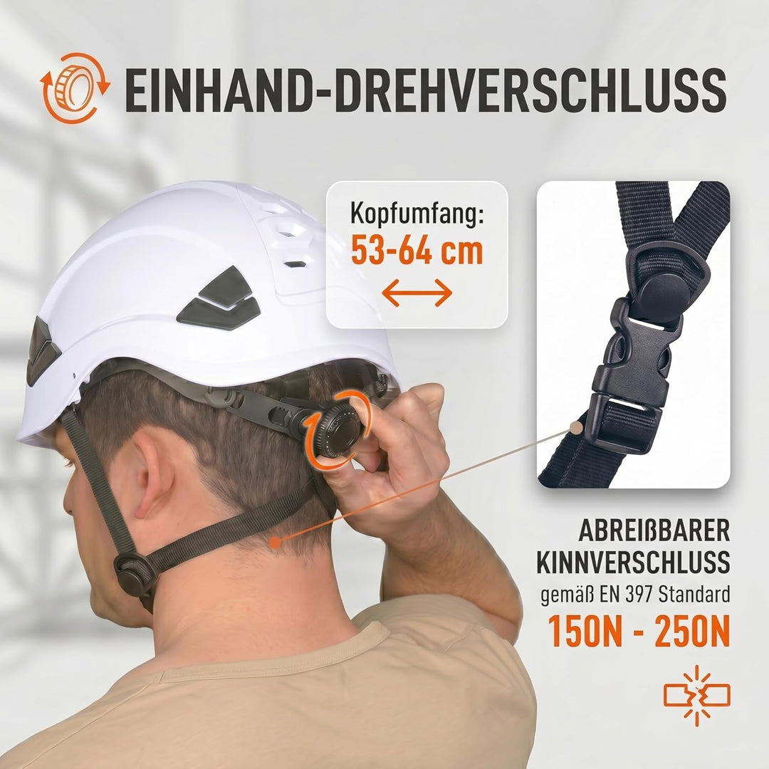ABS-Sicherheitshelm, Arbeitshelm Schutzhelm, mit Belüftungslöchern und verstellbarem Kopfband, EN 39