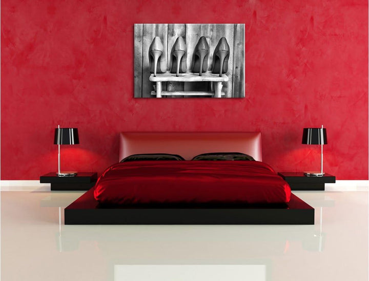 Pixxprint Bunte High Heels als Leinwandbild/Grösse: 100x70 / Wandbild/Kunstdruck/fertig bespannt, 10