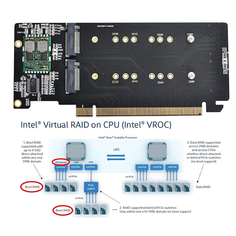 Chenyang CY M.2 NVME Gen 3.0 Adapter M.2 NVME AHCI X4 zu PCIE Express 3.0 Gen3 X16 RAID-Karte VROC R