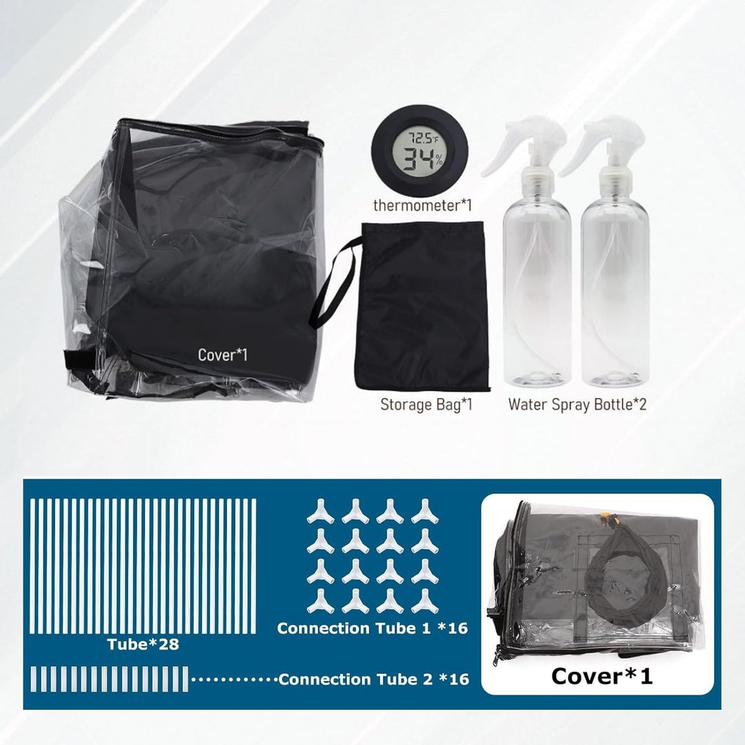 Still Air Box,Tragbares Mushroom Grow Kit, PVC Pilz-Wachstums-Set mit 2 Arm Ports, Faltbare Pilzzuch