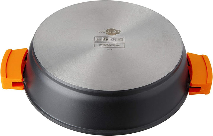 WECOOK! Ecochef Titan Niedrige Kochtopf 28 cm Induktion mit Glasdeckel, Antihaftbeschichtung QUANTAN