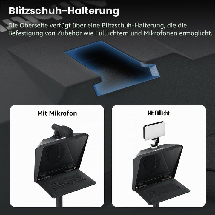 Ambitful T1 Pro Teleprompter für Handy mit Desktop-Stativ, schnell einzurichten, tragbares Telepromp