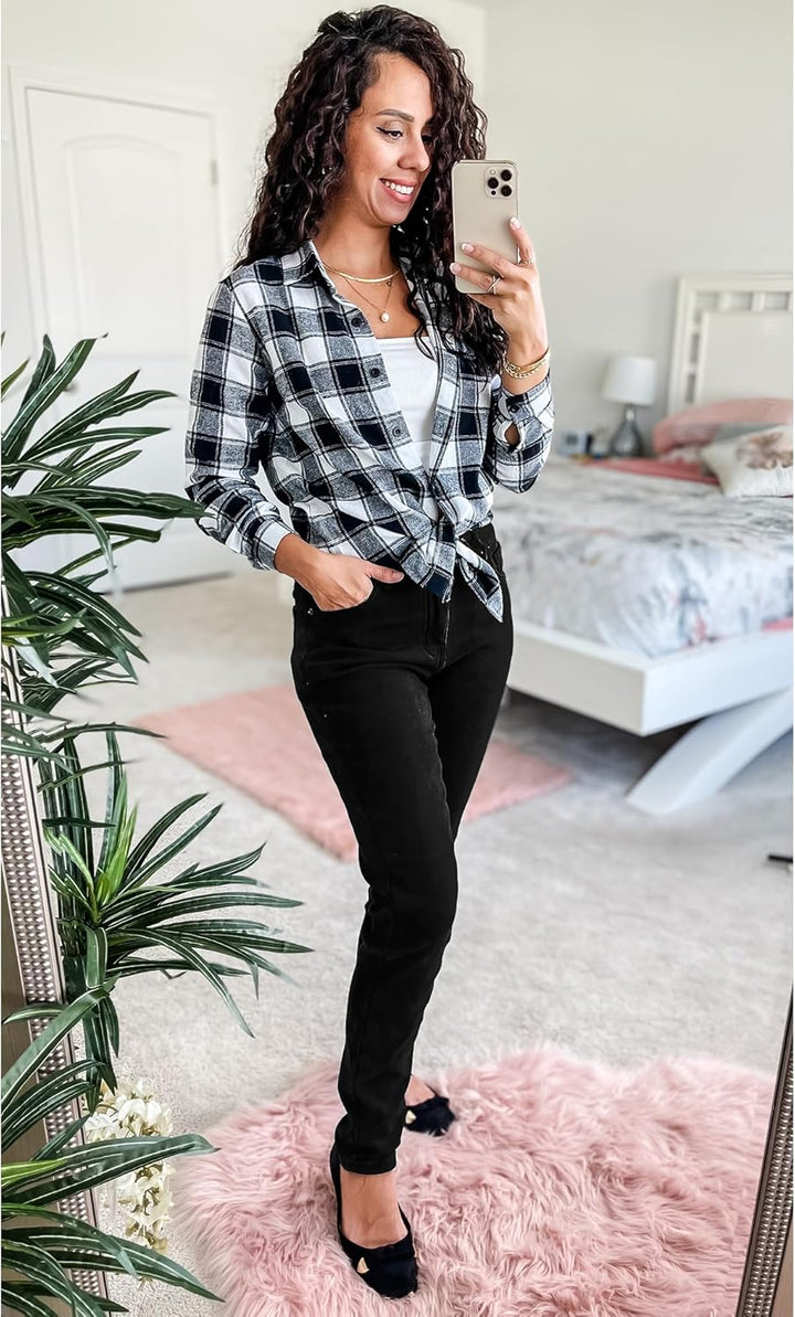 Roskiky Skinny Jeans Damen High Waist Thermo Jeans Damen Winter Gefütter Thermo Jeans Leggings Damen