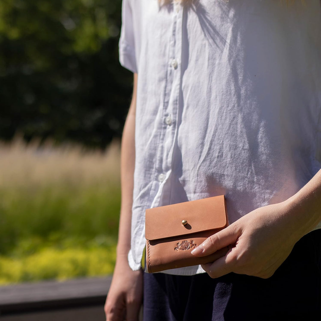 SID & VAIN Geldbörse Damen ELSA aus Premium Natur-Leder I Portemonnaie klein für Damen I Geldbörse b