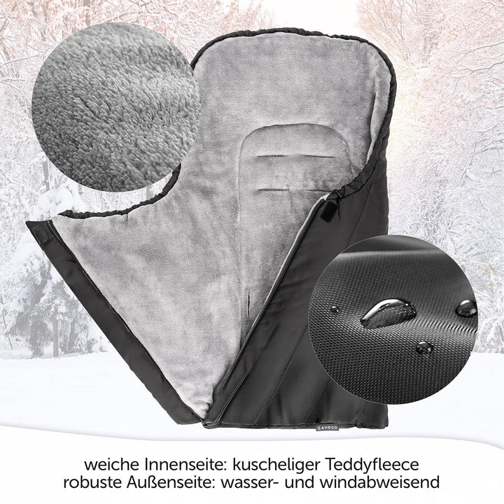 Zamboo Universal Fusssack für Babyschale - Baby Winterfusssack aus weichem Thermo Fleece mit Gurtsch