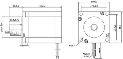 STEPPERONLINE Nema 23 Schrittmotor 3Nm 4,2A 4-Draht 10mm Schacht für CNC Fräsen Drehbank Plasma