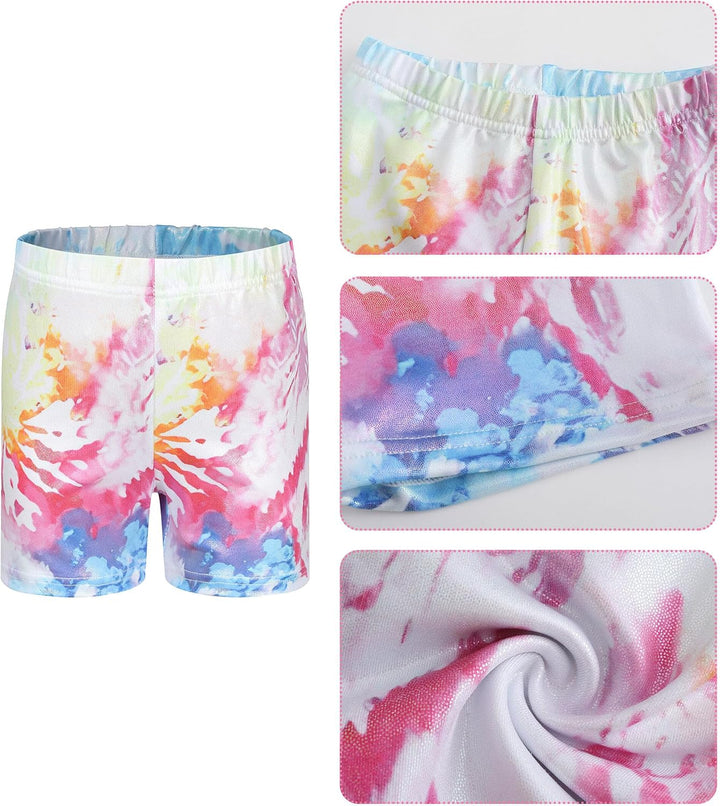 SEAUR Mädchen Turnanzug Turnshorts Haarband Set Kinder Turnen Trikot Shorts Gymnastik Ärmellos/Langa