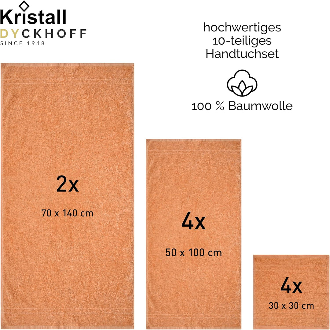 Dyckhoff Frottier 10-TLG Handtuch-Set KRISTALL, 100% Baumwolle, 2 Duschtücher, 4 Handtücher, 4 Seift