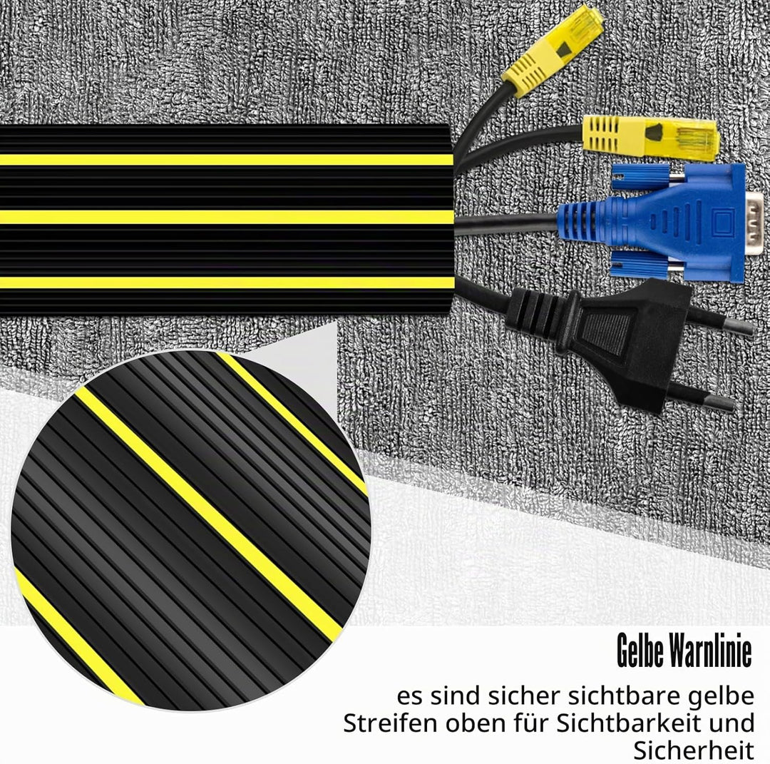 Boden-Kabelschutz, 2 m Bodenschnurabdeckungen, Gummidrahtabdeckung, Outdoor-Bodenkabelabdeckung, 3 K