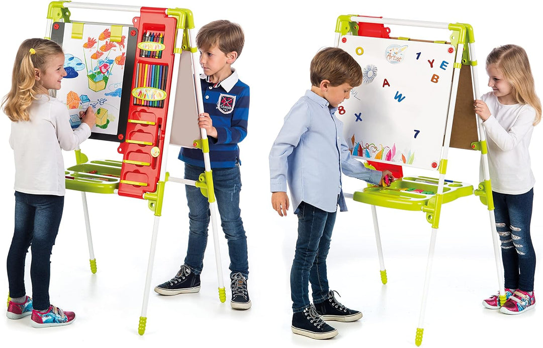 Chicos - Kinder Staffelei Malerei Doppelseitige Tafel für Kinder mit Kreidetafel & Whiteboard Höhenv