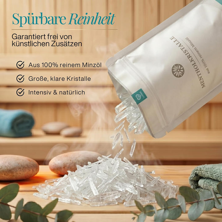 LoWell® 500g Mentholkristalle aus 100% reiner Minze - Ideal als Sauna Aufgussmittel für die Sauna in