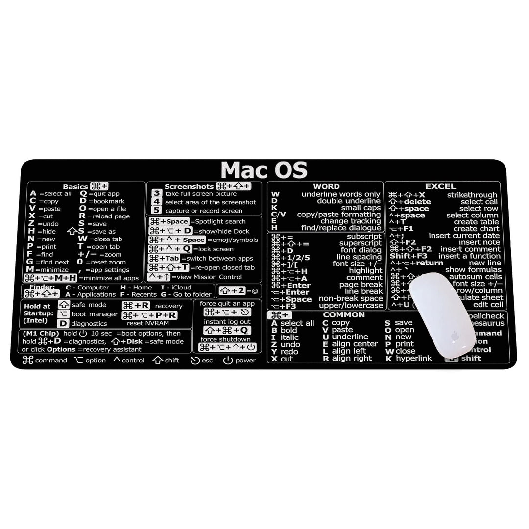 DESIGNFULLPRINT Mac OS Shortcuts, Excel Shortcuts Spickzettel, Mac OS (M1 + Intel) + Word/Excel (für